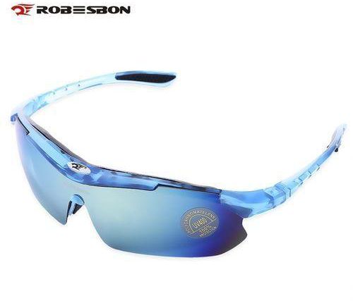 Robesbon Polarized Windproof Cycling Sunglasses Bike Goggles Eyewear With Myopia Frame - Blue