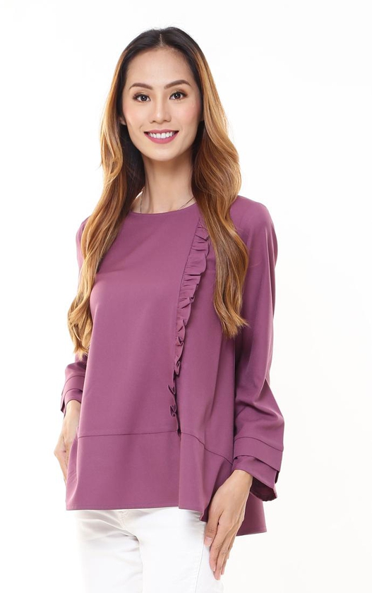 Lydia Top Side Ruffles Style with front zip - 6 sizes (Purple)