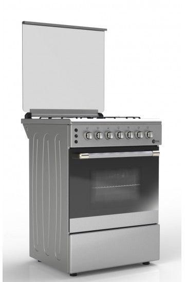 AFRA Japan 60X60cm Free Standing Gas Oven, Stainless Steel, 4 Gas Burners, Mechanical Timer, Large Capacity Oven, Glass Top Lid, G-MARK, ESMA, ROHS, and CB Certified, 2 years warranty