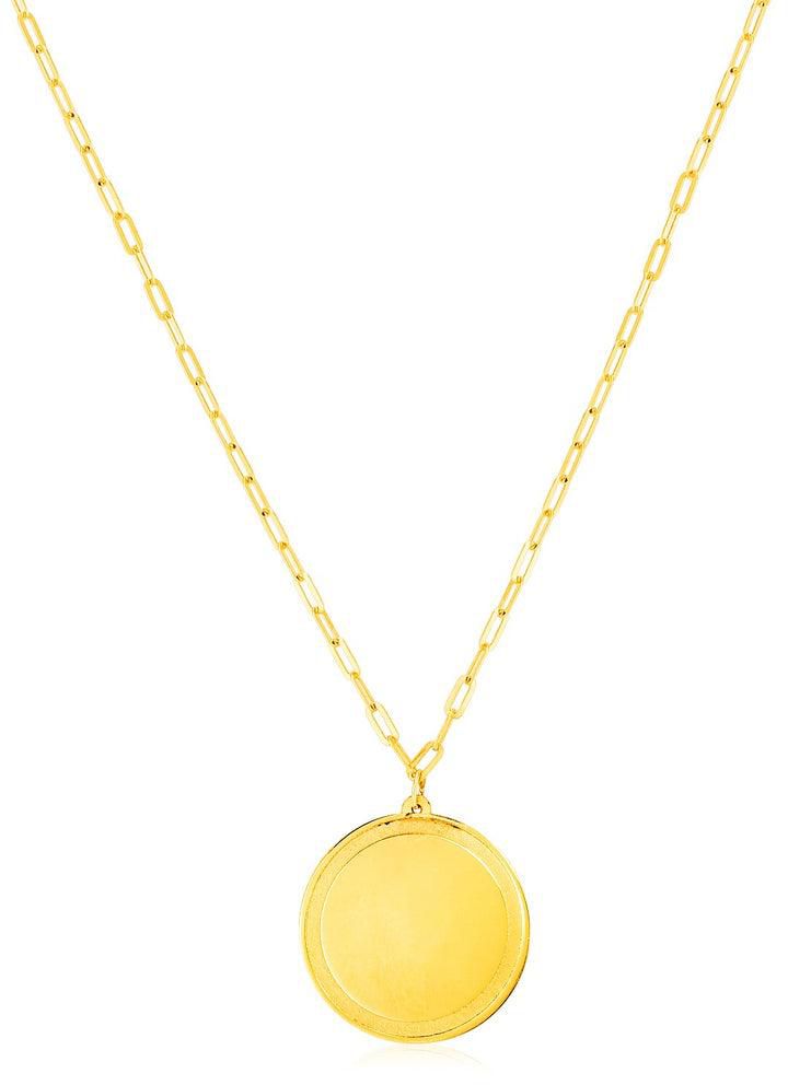14K Yellow Gold Round Tag Necklacerx54479-18-rx54479-18