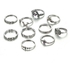 Eissely 10pcs/Set Women Bohemian Vintage Silver Stack Rings Above Knuckle Blue Rings Set