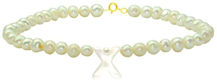 10 Karat Gold With Pearls Letter X Luxury Pet Collar Bracelet