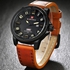 Generic 9061 Brand Men Watch Leather Auto Date Analog Quartz Wristwatch Mens Waterproof Sport Watches - Black