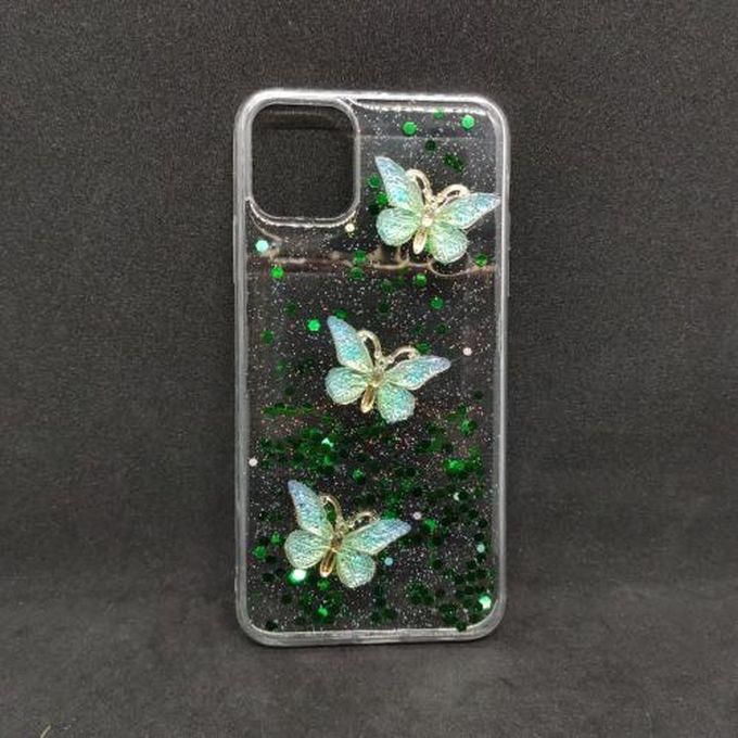 Transparent Glitter Back Cover Butterfly For Iphone 11 6.5 - Green
