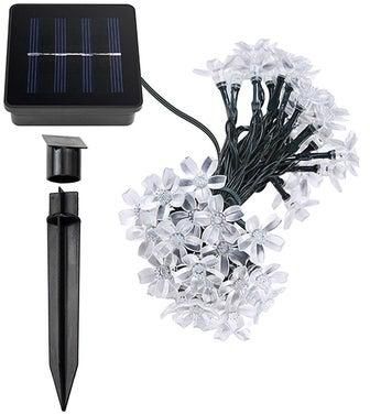 50 LED Solar Fairy Cherry Blossoms String Light White/Black 7x10.8 centimeter