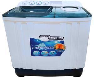 Super General Top Load Twin-Tub Semi-Automatic Washing Machine, 12 kg, White/Blue, SGW125