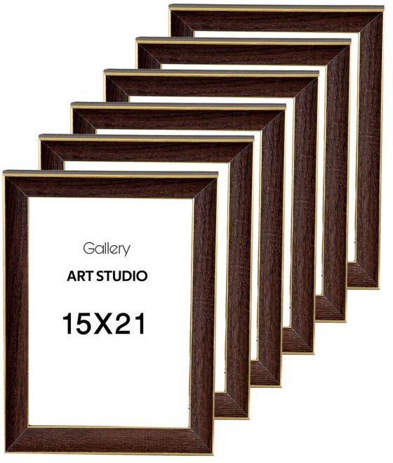 Photo Frame, Wall & Tabletop 15x21CM 6 Pieces Brown