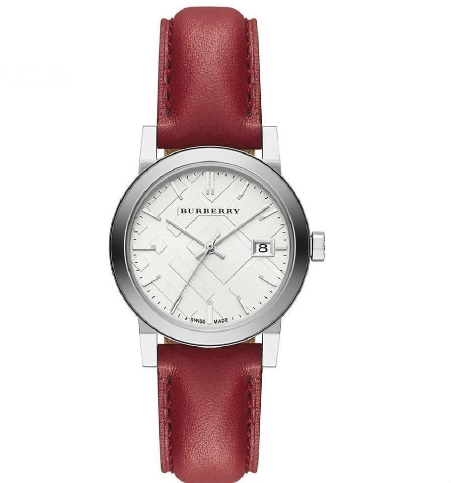 Burberry Womens The City Leather Watch BU9129 (Red/White Dial)