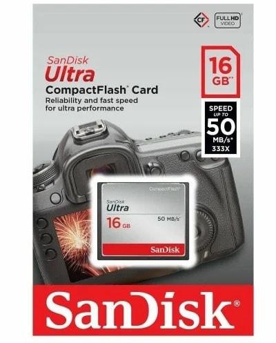 Sandisk Ultra Compact Flash With 50mb-s Speed Memory Card - 16gb
