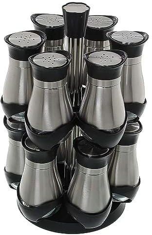 Spice Set 4590 Stainless Round Spices Set Of 12 Pieces 2 Levels-Silver