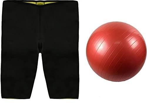 one year warranty_Hot Slimming Short 5Xl, Black, Mf167-Bla1 with Yoga and Gym Ball, Size 75 cm, Red, SP66-1450