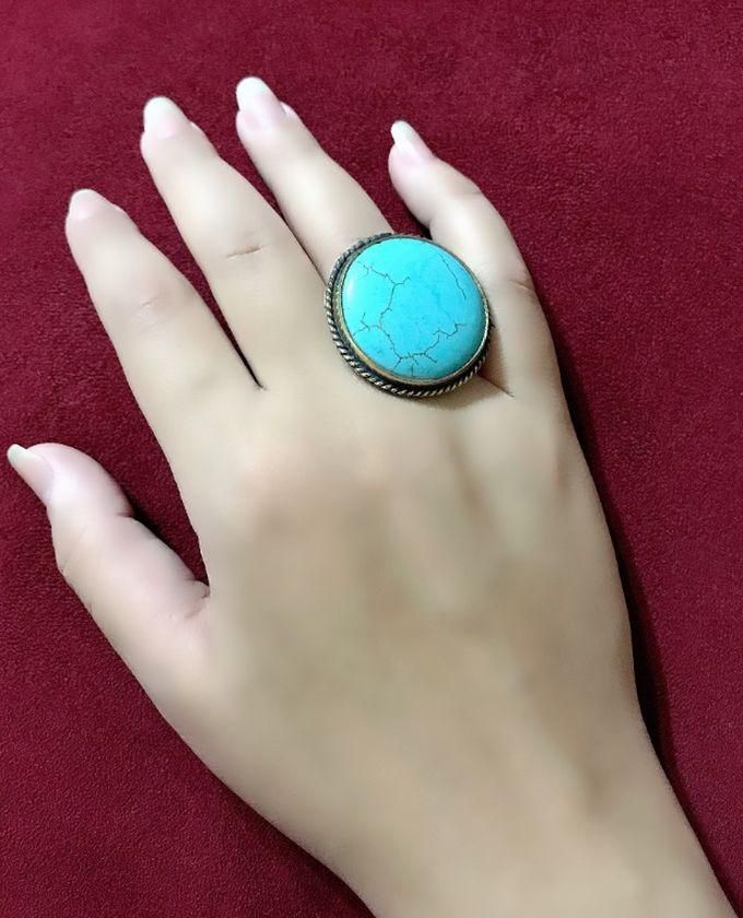 Gold Ring With Original Fayrouz Stone In Gold Copper With Circle Shape