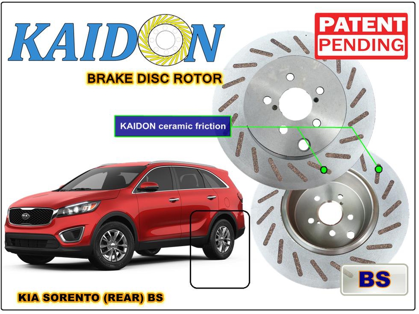 Kaidon-Brake KIA SORENTO Disc Brake Rotor (REAR) Type "BS" Spec