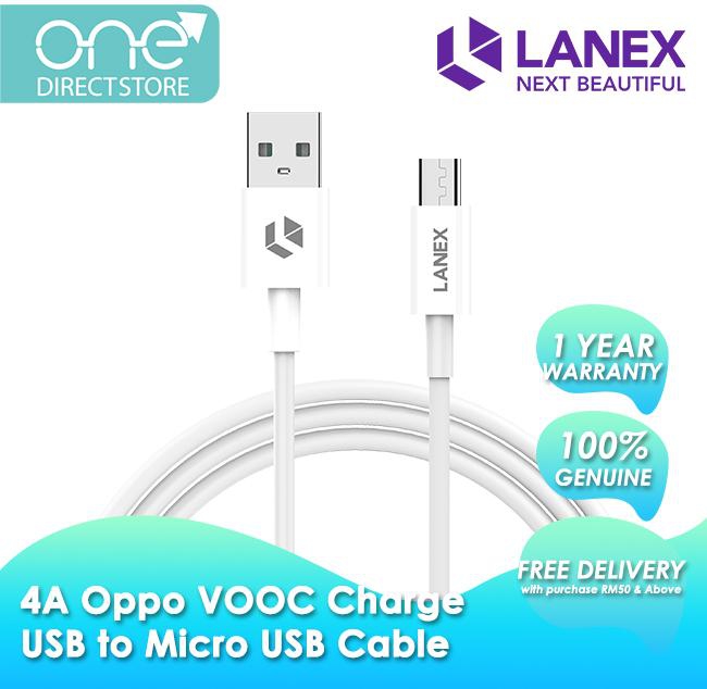 Lanex 4A Oppo VOOC Charge USB to Micro USB Cable 1M - LTC P02 (White)