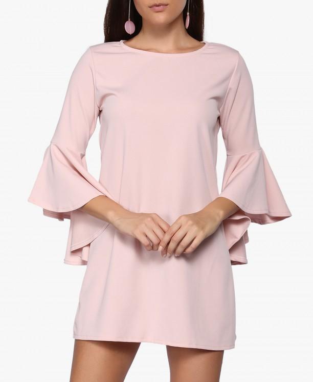 Pink Bell Sleeve Mini Dress