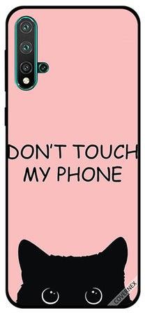 غطاء حماية واق لهاتف هواوي نوفا 5 برو بطبعة قطة سوداء وعبارة "Don't Touch My Phone"