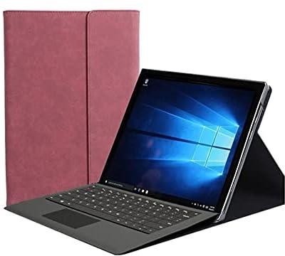 Xmart Leather & Silicone Protective Cover for Microsoft Surface Pro 7 -12.3in (Maroon Red)