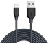 Anker Powerline Lightning Usb Cable NYLON Apple MFi Certified 3M - GRAY