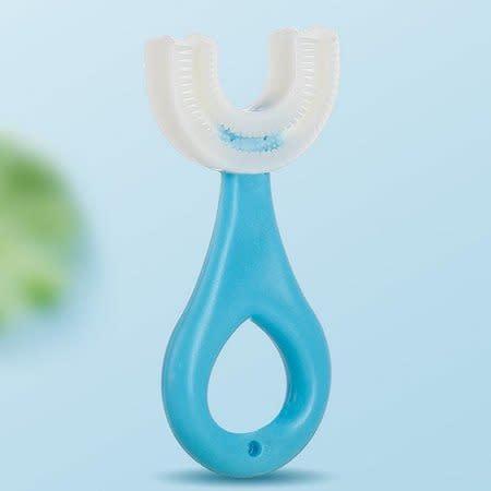 Soft Silicon U-shape Toothbrush For Kids - Blue