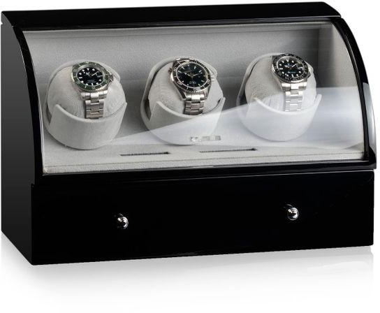 WATCH WINDER FOR AUTOMATIC WATCHES-BLACK-3 AUTOMATIC WATCH SLOTS