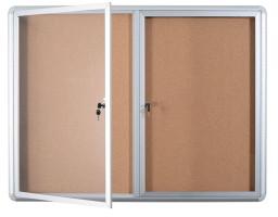 Bi-Office Lockable Cork Notice Board, 1220 x 915 mm, 2 Swing Doors