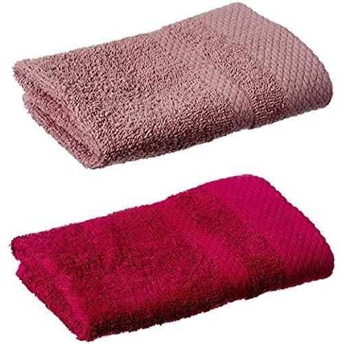 Rosa Home Honeycomb Cotton Face Towel, 60 X 40 cm - Purple + Rosa Home Honeycomb Cotton Face Towel, 33 X 33 cm - Fuchsia