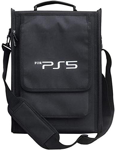 Playstation 5 Case Storage Bag, Heavy Duty Durable Nylon Carrying bag for PS5, Large Capacity PS5 Bags One Shoulder Handbag 42 x 28 x 13cm, Game Console Hard Shell Traveler Bag for Play station 5