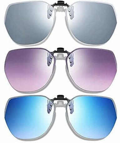 Polarized Clip On Sunglasses Rimless Anti-Glare Sunglasses Unisex Flip Up Sunglasses, 3 Pairs