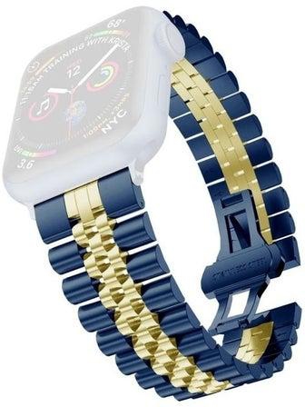 Ethnic Replacement Watchband For Apple Watch Series 1/2/3/4/5/6/7/SE 38/40/41mm Blue/Gold