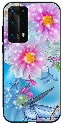 Protective Case Cover For Huawei P40 Pro Plus Beautiful Flowers And Butterfly Design Multicolour