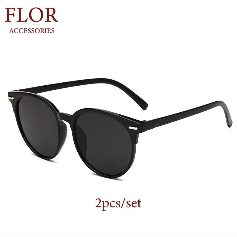 Floriane Sunglasses 2Pcs Unisex Polarized Couple Women Men Classic Driver Sunglasses Sun Glasses black