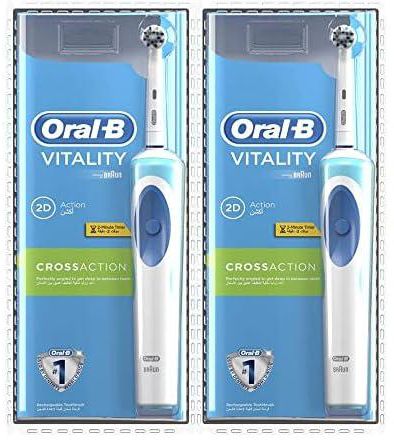 Oral-B D12.513 CLS 1+1 Free - D12 Bundle Pack - Vitality Precision Clean Clam Shell Rechargable Electric ToothBrush