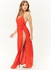 فستان طويل بحمالة حول العنق ذاتية الربط أحمر