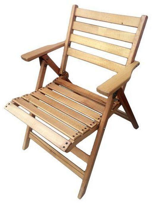 Wooden Foldable Chair With Arms - 78cm