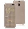 Ozone Dot View Smart Leather Back Housing Flip Case for HTC One E8- Gold