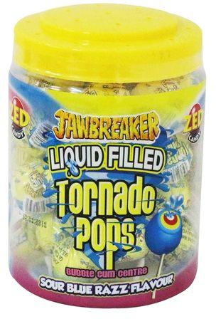 Jawbreaker Liquid Filled Tornado Pops Bubble Gum Center Sour Blue Razz Flavour 30 Units
