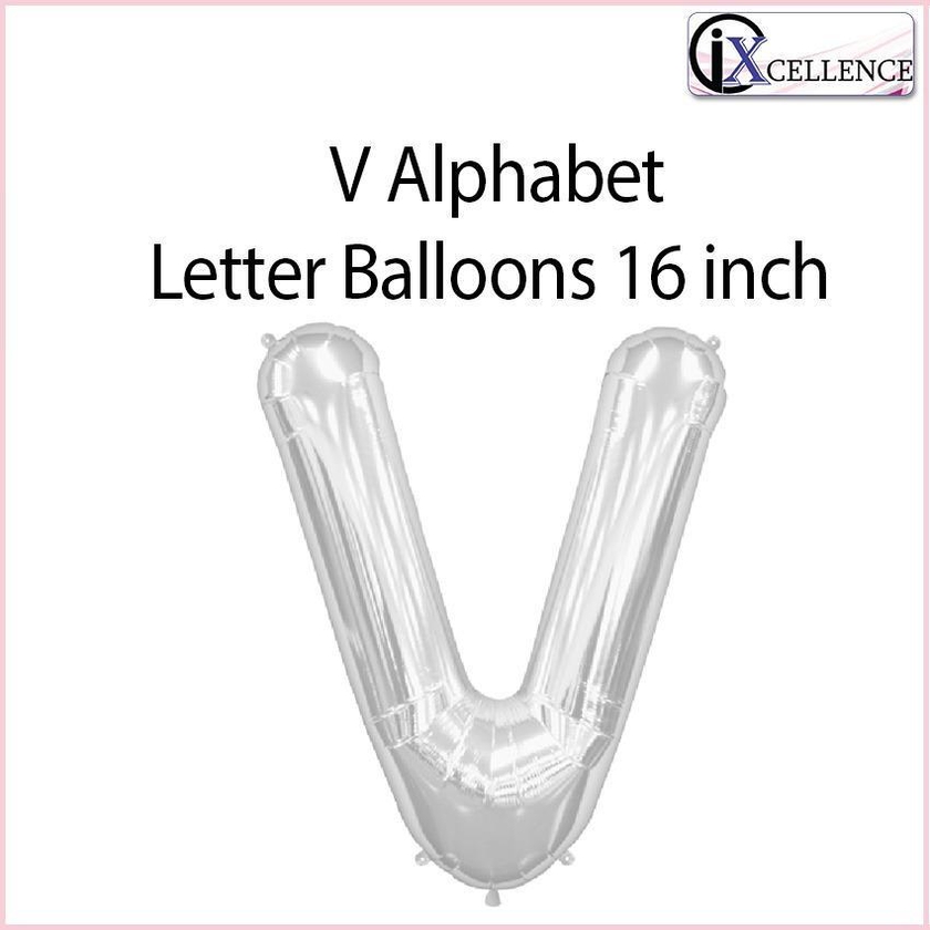 [IX] Alphabet V Letter Balloon 16 inch  toys for girls (Silver)