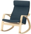 POÄNG Rocking-chair - birch veneer/Hillared dark blue