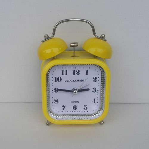 Clockamania SQUARE Bell Alarm Clock - Yellow