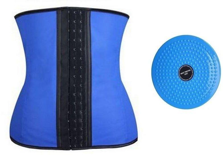 Slimming Corset Blue, Medium With Waist Twisting Disc Board Blue