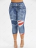 Skinny American Flag 3D Capri Plus Size Jeggings - M | Us 10