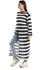 Kady Striped Cotton Long Tunic Top With Front Slit - Navy Blue & White