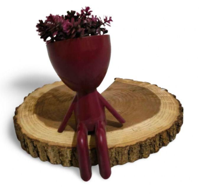 Artificial Flower With Pot,Dark Red,Cool,Home,Office Decoration -15 Cm