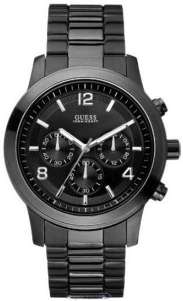 Guess For Men Black Dial Stainless Steel Band Chronograph Watch - U15061G1