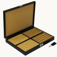 Laveri 10 Piece Genuine Leather Pen Case Storage and Fountain Pen , Chain, Braslets ,Ring And Cufflinks Organizer Box with Key Lock BLACK