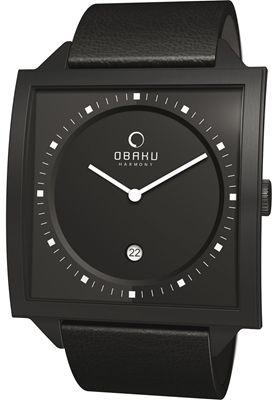 ساعة أوباكو رجالي Obaku Men's V116 V116UBBRB Black Calf Skin Quartz Watch with Black Dial