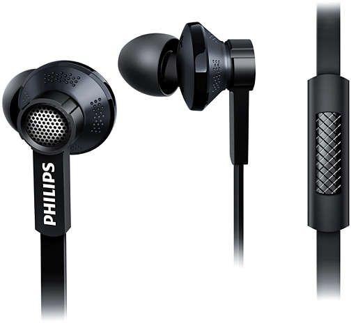 Philips TX1BK  In-ear Headphones with mic , Noise-isolating ear caps to block out ambient noise , Black