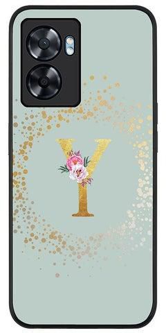 Rugged Black edge case for Oppo A57 Slim fit Soft Case Flexible Rubber Edges TPU Gel Thin Cover - Custom Monogram Initial Letter Floral Pattern Alphabet - Y (Light Grey)
