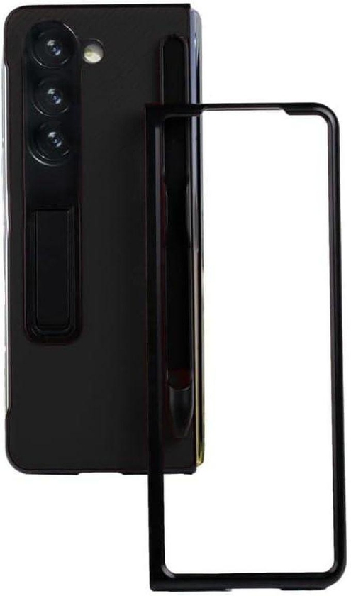 حافظة جلدية فاخرة من البولي يوريثان متوافقة مع هاتف Galaxy Z Fold 3، حافظة جلدية فاخرة (مع حامل قلم) لهاتف Samsung Galaxy Z Fold 3 - من Next store (أسود)