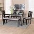 Dorina 6PCE,Table, 4-Chair & Banquette Dining Set, Black- WD09